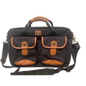 Totes Y2K Black Canvas Briefcase Expandable Messenger Travel Laptop Bag Utility